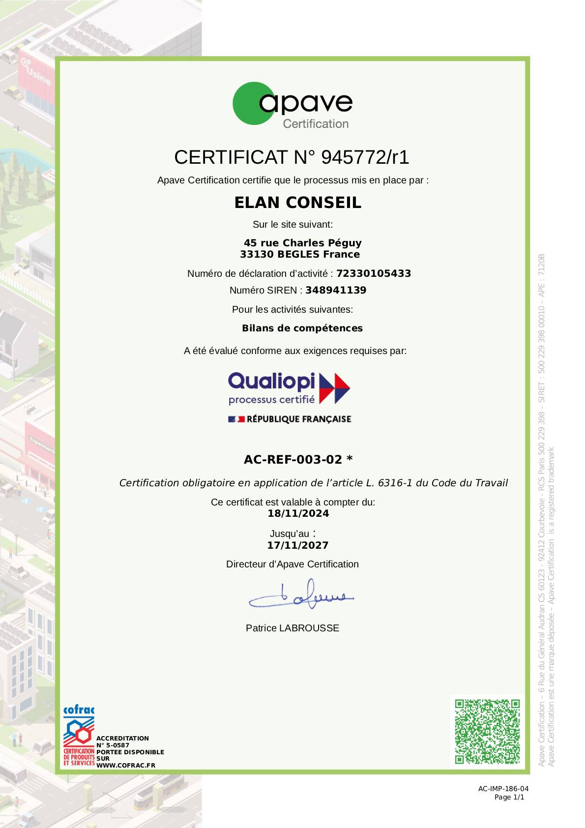 945772 40312   Certificat Qualiopi processus certifie Cofrac